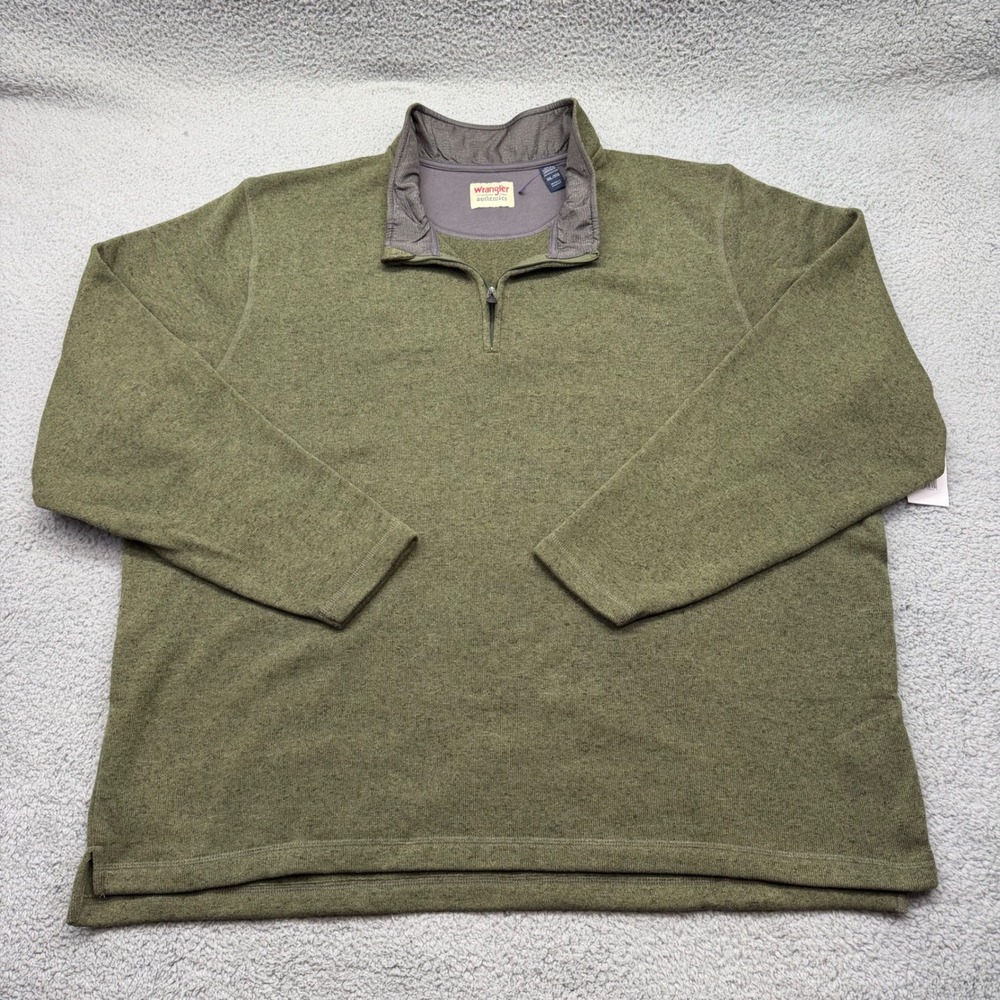 Wrangler 10ZHGZBG1 Mens Size 3XL Olive Green 1/4 Zip Fleece Pullover Sweater
